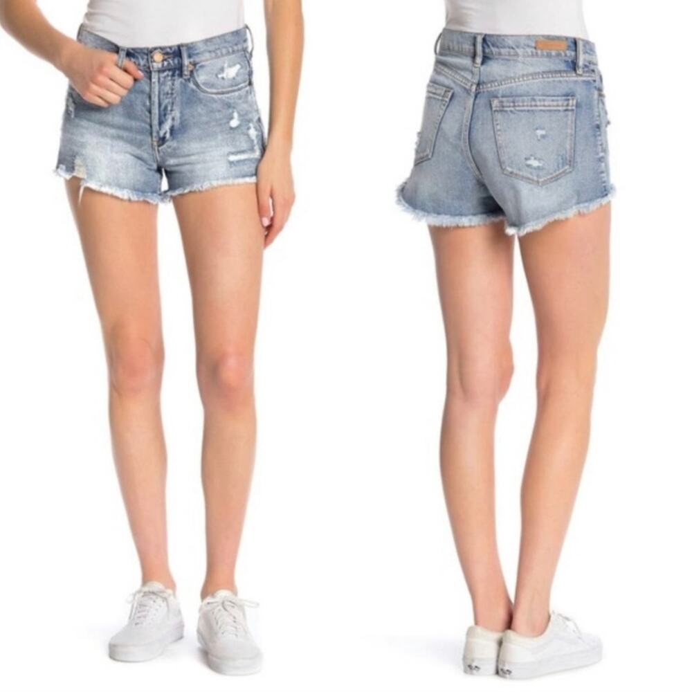 ANTHROPOLOGIE BLANKNYC Distressed Light Wash Blue Denim $88 Cutoffs Shorts 27 - Picture 9 of 13